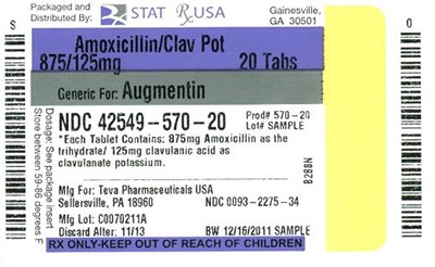 Amoxicillinclavpot Tablets Usp 875 mg/125 mg 20s Label (Amoxclavpot 875 125 mg  42549)